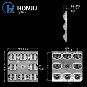 Hongzhu 50X50mm Outdoor Light Lens 5050 PC 8 In 1 Led Outdoor Lighting Street Light Lens thumbnail-3