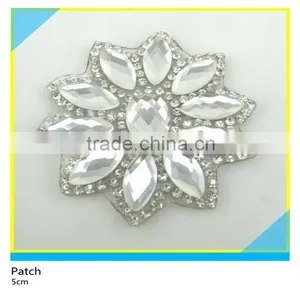 Iron on Glass Stone Decals Hotfix Clear Rhinestone Leaf Design Applique 7x7.5cm thumbnail-6