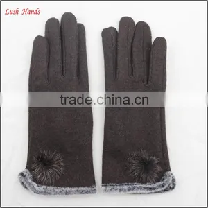 Women Top Brown Woolen Hand Gloves Spring Thin Hand Gloves thumbnail-1