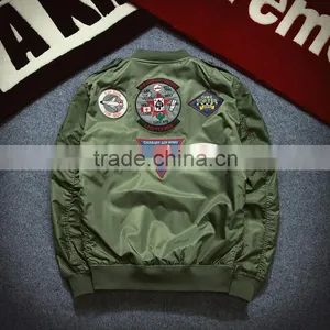 2016 Fashion Quality Embroidered Baseball Jacket for Men's Military Air Force Bomber Jacket Wholesale thumbnail-2