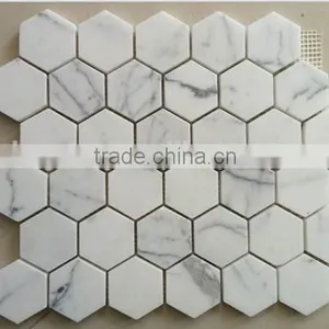 High Quality White Marble Carrara White Mosaic for Interior Decoration thumbnail-3
