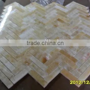 Hot Yellow Honey Onyx Polished Herringbone Onyx Mosaic Tiles on Sale thumbnail-1