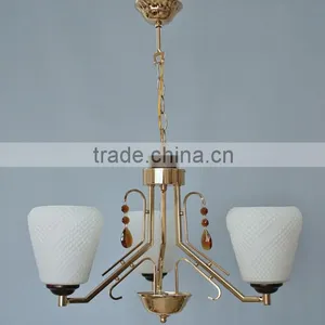 Pendant Lamp French Gold White Glass Flower Pendant Light thumbnail-1