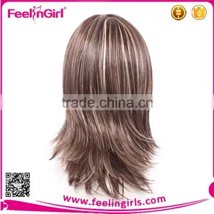 Mixed Brown Golden Adjustable Elastic Trim Women Synthetic Wig thumbnail-4