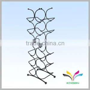 4 Tier Black Flooring Collapsible Sturdy Wire Metal Display Rack for Wine Bottles thumbnail-1