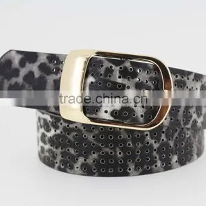 2015 Designer Fashion Women's Leopard Pointed Plain Pierced Belt With Fuax Leather Factory China thumbnail-2