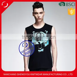 Custom Made 100% Polyester Mens Printed Stringer Tank Top thumbnail-1