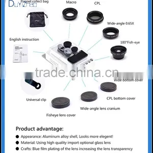 Wholesale Mobile Phone Camera Lens 4 in 1 Fish Eye Lens, Macro,wide Angle,CPL thumbnail-2