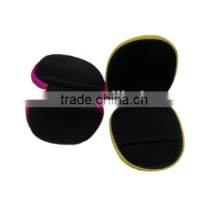 Black Round Zipper Portable Earphone Storage Hard EVA Case thumbnail-2