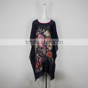 2015 New Arrival European Style Women Dress Summer New Design Printing Floral Chiffon Dress thumbnail-1