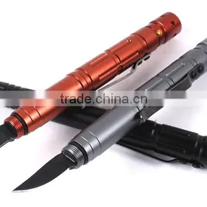 3*LR754 Battery Aviation Aluminum Writing Ballpoint Smooth Surface Tactical Pen Self Defense With Emergency Hammer thumbnail-3