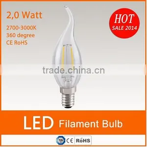 Full Glass 200lm E14 2W Led Candle Light With Tail thumbnail-1