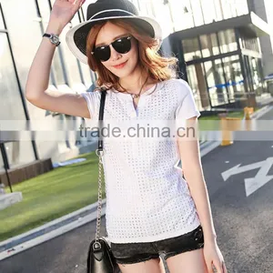 Wholesale Custom Women White Cotton Blank t Shirt Accept OEM thumbnail-1