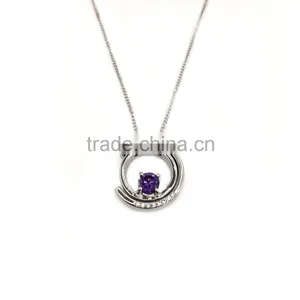 Elegant Pendant Necklace With One Large Purge Crystal Pendant Adorned for Girls thumbnail-1