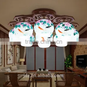 LED Morden Ceiling Light Beautiful Chandelier Jingdezhen Porcelain Light 9Head for Dining Bedroom Hotel Ceramic Lamp thumbnail-4