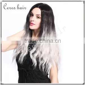Fashion Gradual Colors Heat Resistant Costumes Wig Ombre Gray Synthetic Wig for Party Long Curly Style Quality Choice thumbnail-1