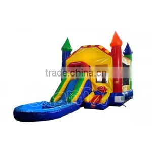 Rainbow Inflatable Bouncy Castle, Commercial Inflatable Jumping Castle With Water Slide thumbnail-1