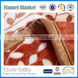 100%polyester Leaf Print Super Soft Flannel Fleece Blanket thumbnail-3
