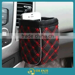 New Car Wind Outlet Mini Synthetic Leather Storage Bag, Clutter Pouch Black-Red thumbnail-1