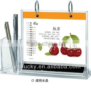 Custom Acrylic Standard Desk Calendar Table Stand With Pen Holder thumbnail-1