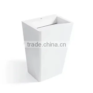 Acrylic Solid Surface Table Top Man-made Stone Pedestal Basin,,Artificial Stone Freestanding Washing Basin thumbnail-5