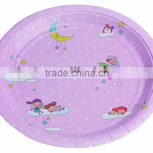 Food Grade Logo Printed Tea Party Boy and Girl Design Fancy Paper Plates thumbnail-1