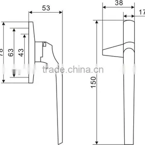 Single Point Handle Seven Type Window Handle Aluminum Alloy Door Handle (Window and Door Handle 90110239L thumbnail-2