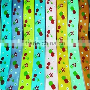 Wholesale Custom Colorful Printed Fruit And Flower Ribbon Different Width 100% Polyester Grosgrain Ribbon thumbnail-1