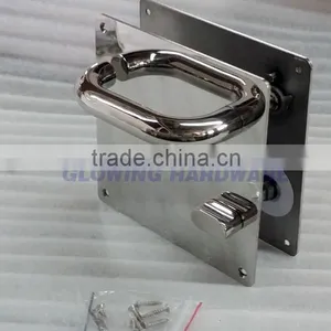 Mirror Polish Stainless Steel Door Lever Handle on Plate (WC Function) thumbnail-2
