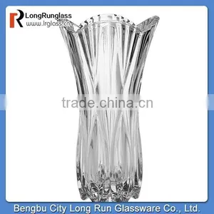 LongRun Top Grade Sword Carved Pattern Wedding Centerpiece Vases Wholesale Glassware thumbnail-1