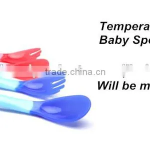 High Quality Temperature Color Changing Silicone Feeding Spoon and Fork for Kids thumbnail-1