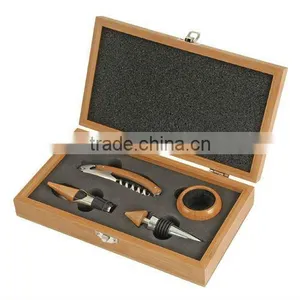 Deluxe Bamboo Box Wine Set With 4pcs Wine Accessories thumbnail-1