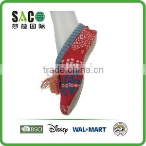 Pink Acrylic Floor Socks With Grey Cuff With Colourful Tassels With Anti thumbnail-2