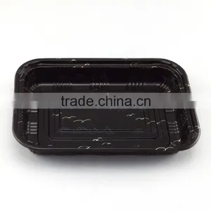 Black Tray With Lid Plastic Sushi Container Disposable Plastic Sushi Trays Plastic thumbnail-1