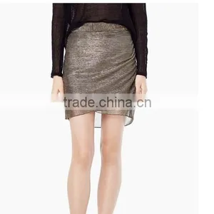 Elastic Waistband Mini Skirts Golden Foil Printing Sexy Wrap Skirts For Women thumbnail-1