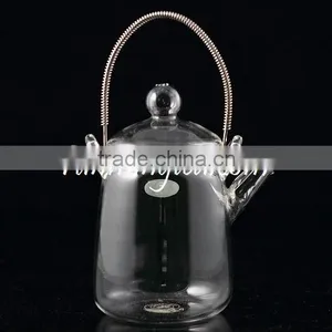 Heat Resistant Borocilicate Tall Glass Flower Tea Pot / Teapot With Stainless Steel Insert Spout - 380ml thumbnail-2