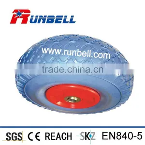 10" Hand Trolley Flat Free Tire 3.50-4 PU Foam Wheel thumbnail-1