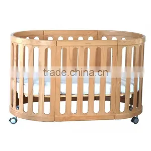 Fashion Model 5 in 1 Wooden Round Baby Cot Baby Crib thumbnail-1