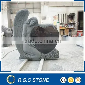 Angel With Heart Granite Tombstone Granite Monument thumbnail-1