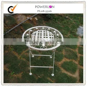 Antique White Vintage Metal Top Table thumbnail-1