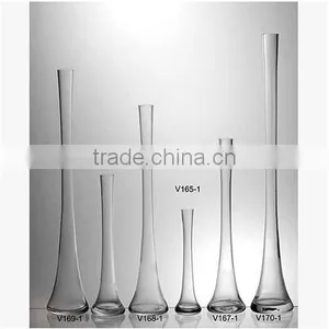 Long Neck Clear Glass Flower Vase for Home Decoration Table Centerpieces thumbnail-1