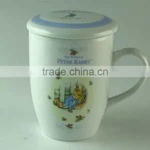 300ml Lovely Ceramic Coffee Mug,milk Mug With Cap for Promotion thumbnail-1