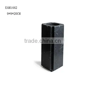 Black Marble Square Vase for Planter or Flower thumbnail-1