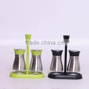 2pcs Glass Salt and Pepper Shaker Set With Rack thumbnail-1