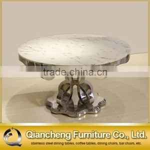 Foshan Furniture Market Round Dining Table Marble From India Stainless Tables Furniture thumbnail-3