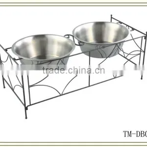 Hot Sale Stainless Steel Bowl With Wrought Iron Bowl Stand thumbnail-1