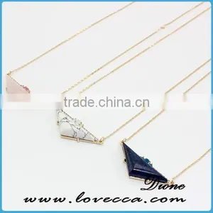 Cheap Raw Turquoise Gold Necklace Triangle Gemstone Pendant Necklace thumbnail-1
