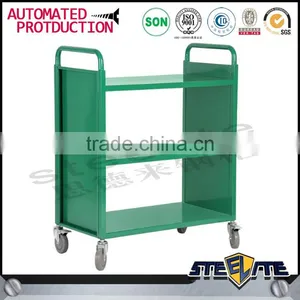 Library Double Sided Book Trolley Mobile Steel Book Cart For Sale thumbnail-2