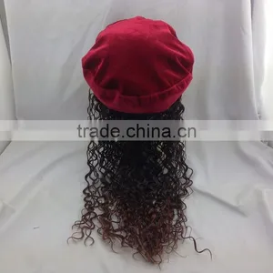 Children Red Beret With Wig Kid Girl Cap With Periwig thumbnail-4