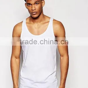 2017 Competitive New Design Custom Manufacture White Color Gym Wear Comfortable 100% Cotton Fashion Running Men's Tank Vest thumbnail-1